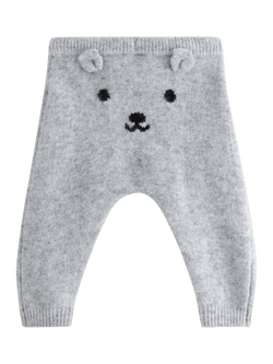 Lindex Baby Knitted Motif Joggers, Light Grey Melange - view 2, Light Grey Melange