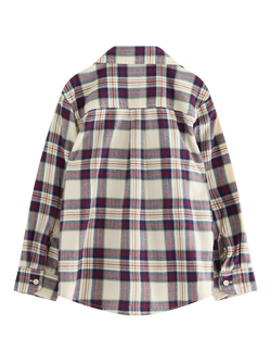 Lindex Kids' Cotton Long Sleeved Checked Shirt - view 2, Light Beige