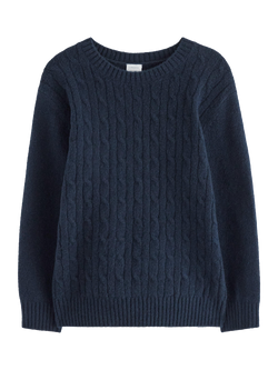 Lindex Kids' Cotton Blend Crew Neck Jumper, Dark Navy, Dark Navy