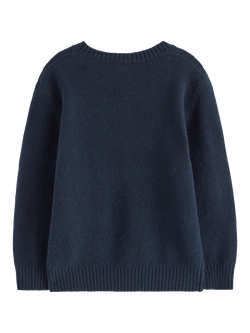 Lindex Kids' Cotton Blend Crew Neck Jumper, Dark Navy - view 2, Dark Navy