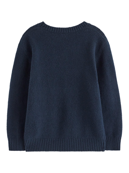 Lindex Kids' Cotton Blend Crew Neck Jumper, Dark Navy - view 2, Dark Navy