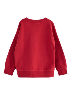 Lindex Kids' Cotton Blend Crew Neck Graphic Print Sweatshirt, Dark Red - view 2, Dark Red