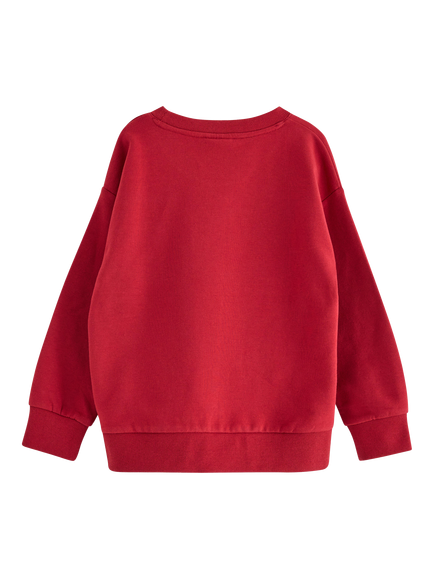 Lindex Kids' Cotton Blend Crew Neck Graphic Print Sweatshirt, Dark Red - view 2, Dark Red