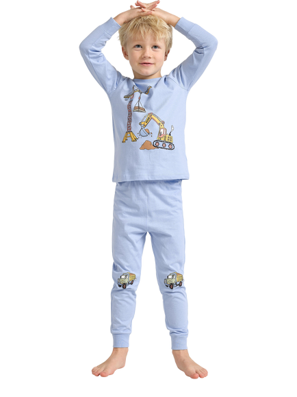 Lindex Kids' Cotton Construction Pyjama Set, Pack of 2, Light Blue - view 2, Light Blue