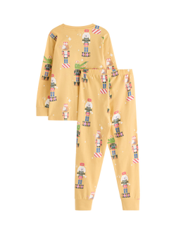 Lindex Kids' Cotton Seasonal Pyjama Set, Dusty Yellow - view 2, Dusty Yellow