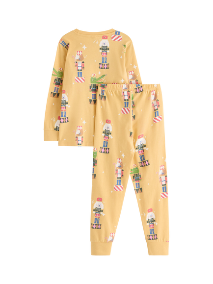 Lindex Kids' Cotton Seasonal Pyjama Set, Dusty Yellow - view 2, Dusty Yellow