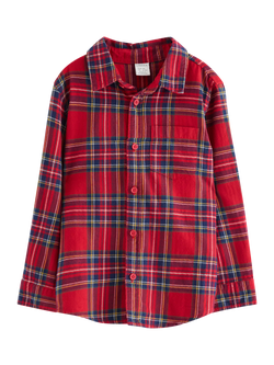 Lindex Kids' Cotton Long Sleeved Checked Shirt, Dark Dusty Red