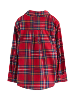 Lindex Kids' Cotton Long Sleeved Checked Shirt - view 2, Dark Dusty Red