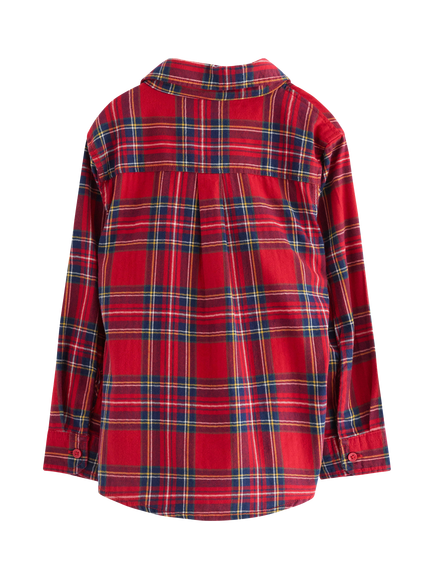 Lindex Kids' Cotton Long Sleeved Checked Shirt - view 2, Dark Dusty Red