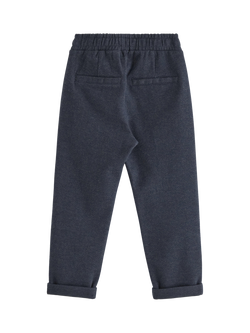 Lindex Kids' Cotton Rich Herringbone Joggers, Dark Navy - view 2, Dark Navy