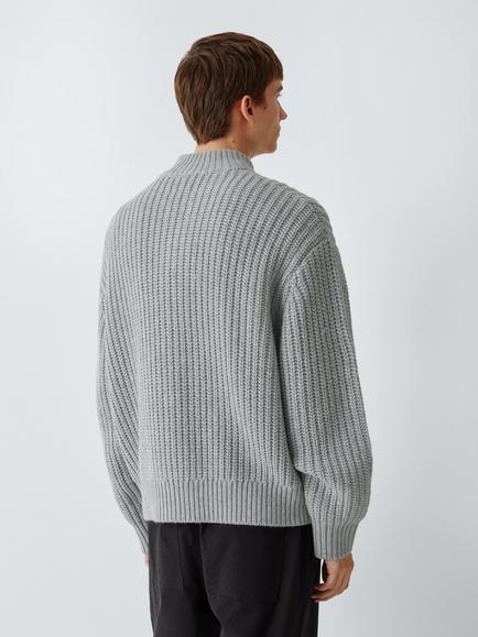 Kin Wool Blend Chunky Knit Zip Front Cardigan, Grey - view 2, Grey