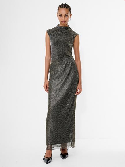 French Connection Tamy Lurex Metallic Maxi Skirt, Black/Gold