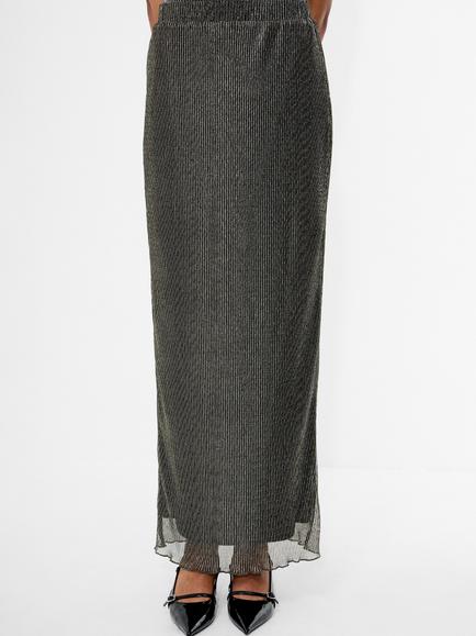 French Connection Tamy Lurex Metallic Maxi Skirt - view 2, Black/Gold
