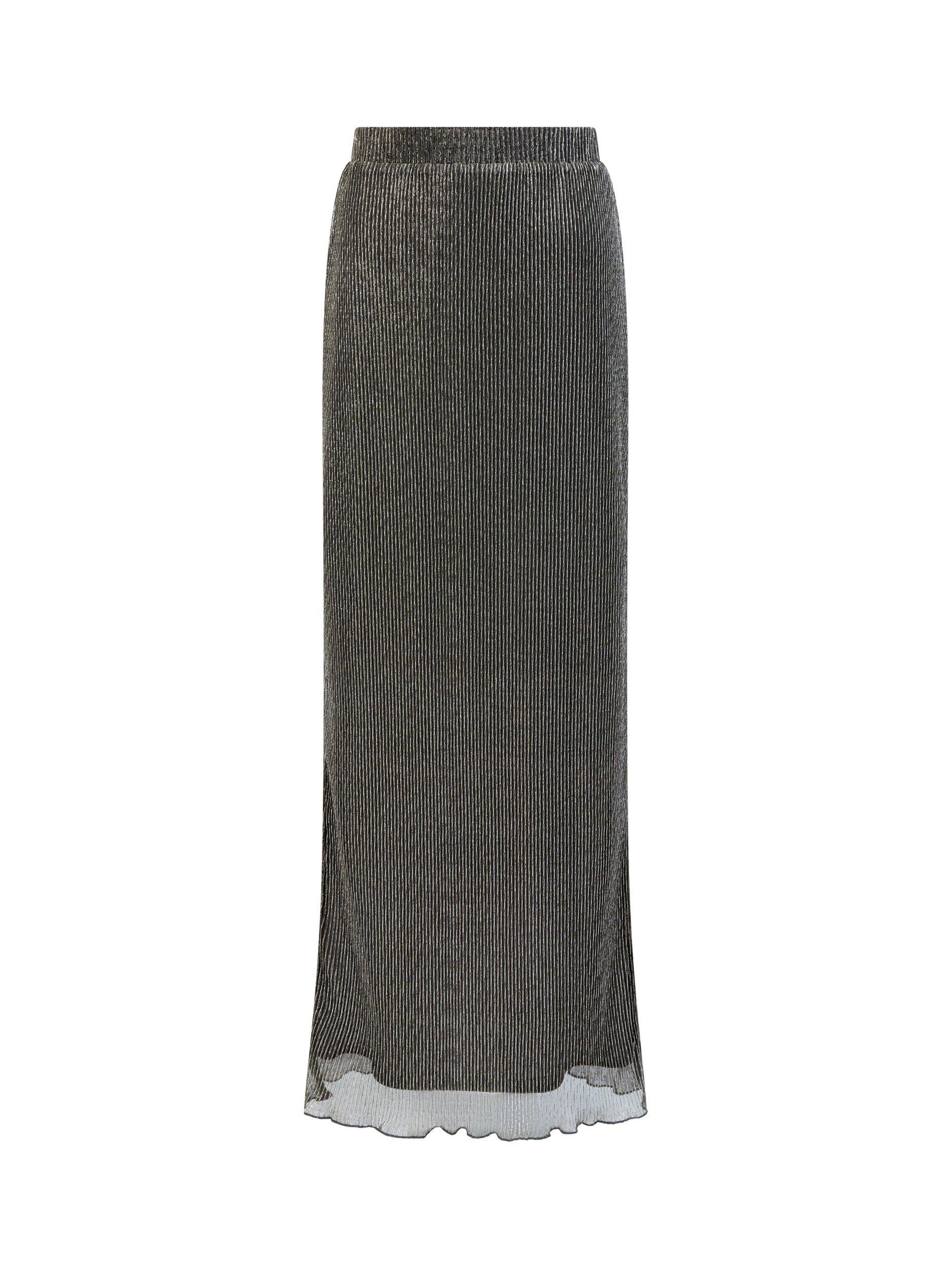 Product image 4 of 4, which shows French Connection Tamy Lurex Metallic Maxi Skirt , Black/Gold, XS