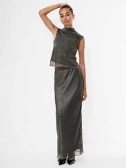 French Connection Tamy High Neck Lurex Tank Top - view 2, Black/Gold