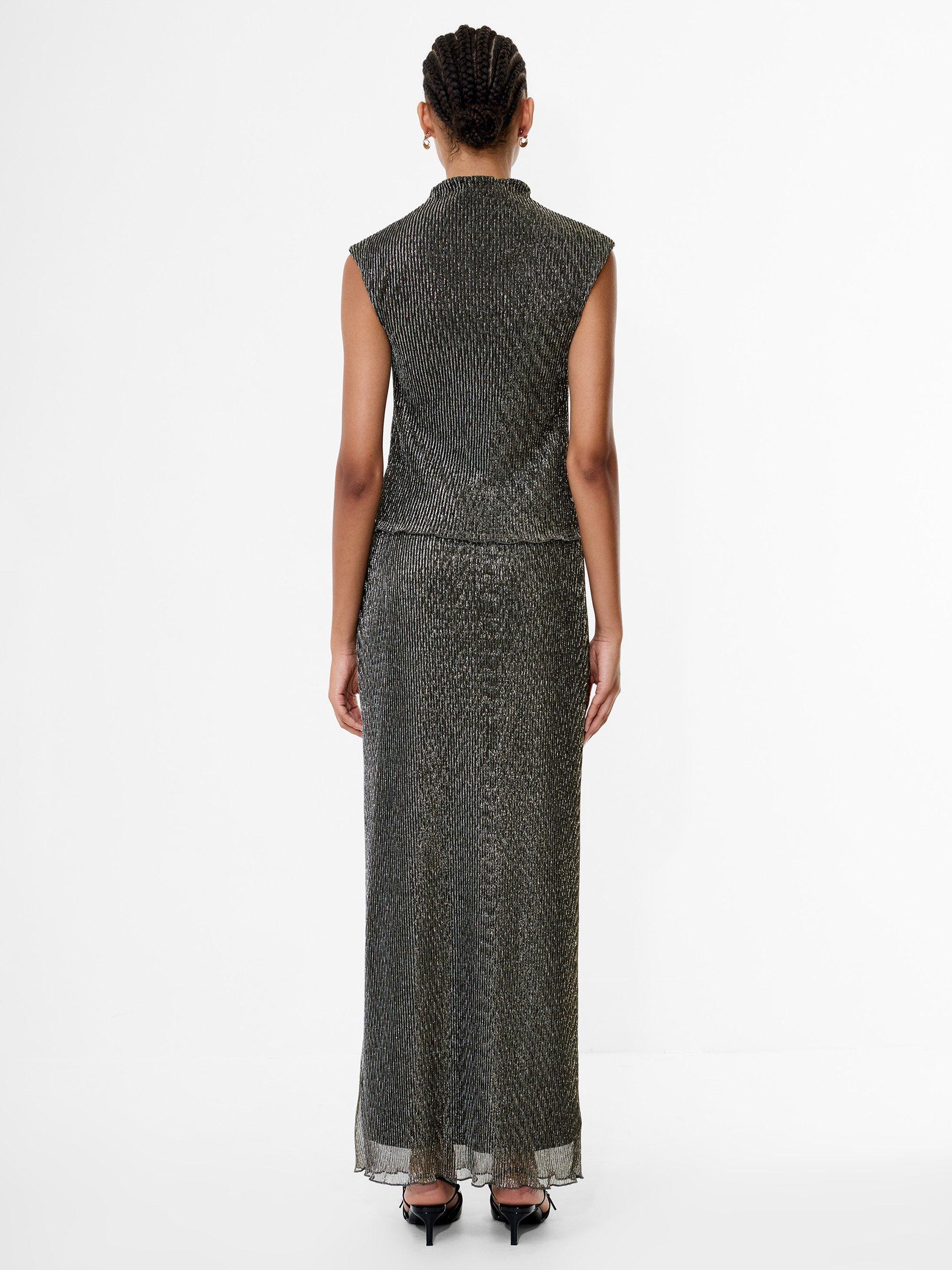 Product image 4 of 5, which shows French Connection Tamy High Neck Lurex Tank Top, Black/Gold, S