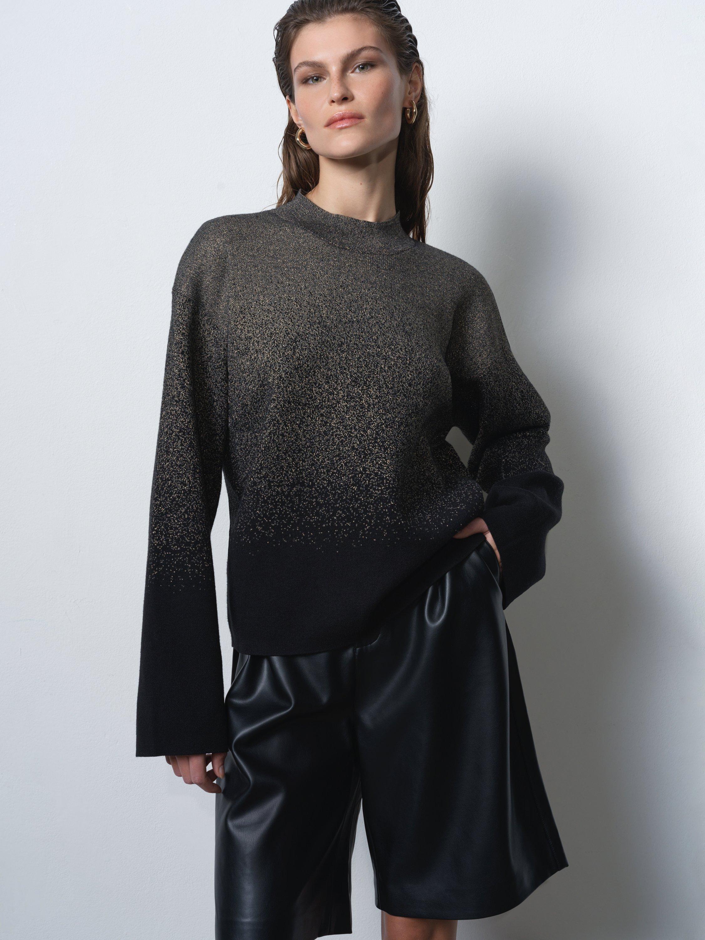 Product image 1 of 5, which shows French Connection Kady High Neck Metallic Jumper, Black/Gold, XS