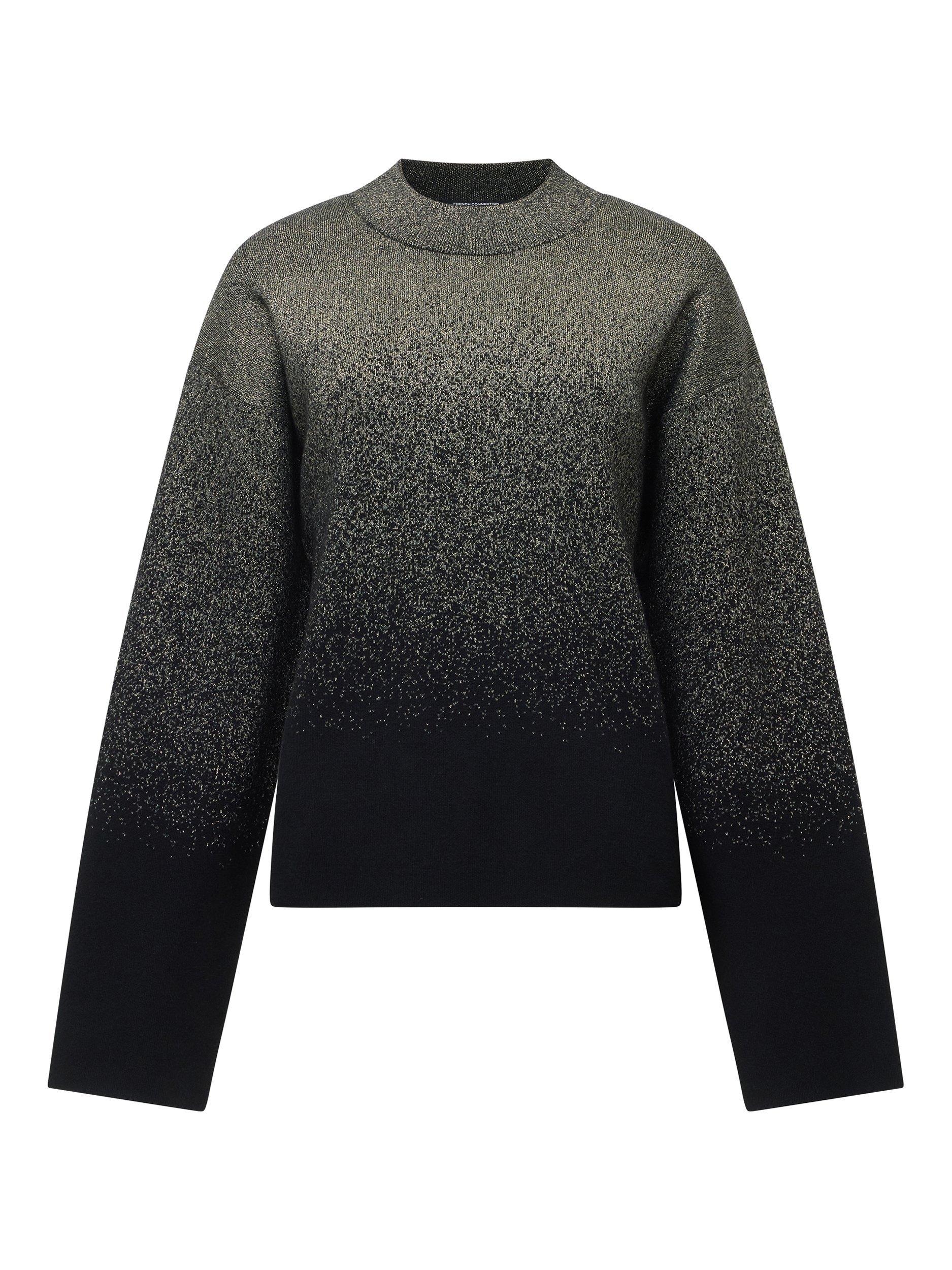 Product image 5 of 5, which shows French Connection Kady High Neck Metallic Jumper, Black/Gold, XS