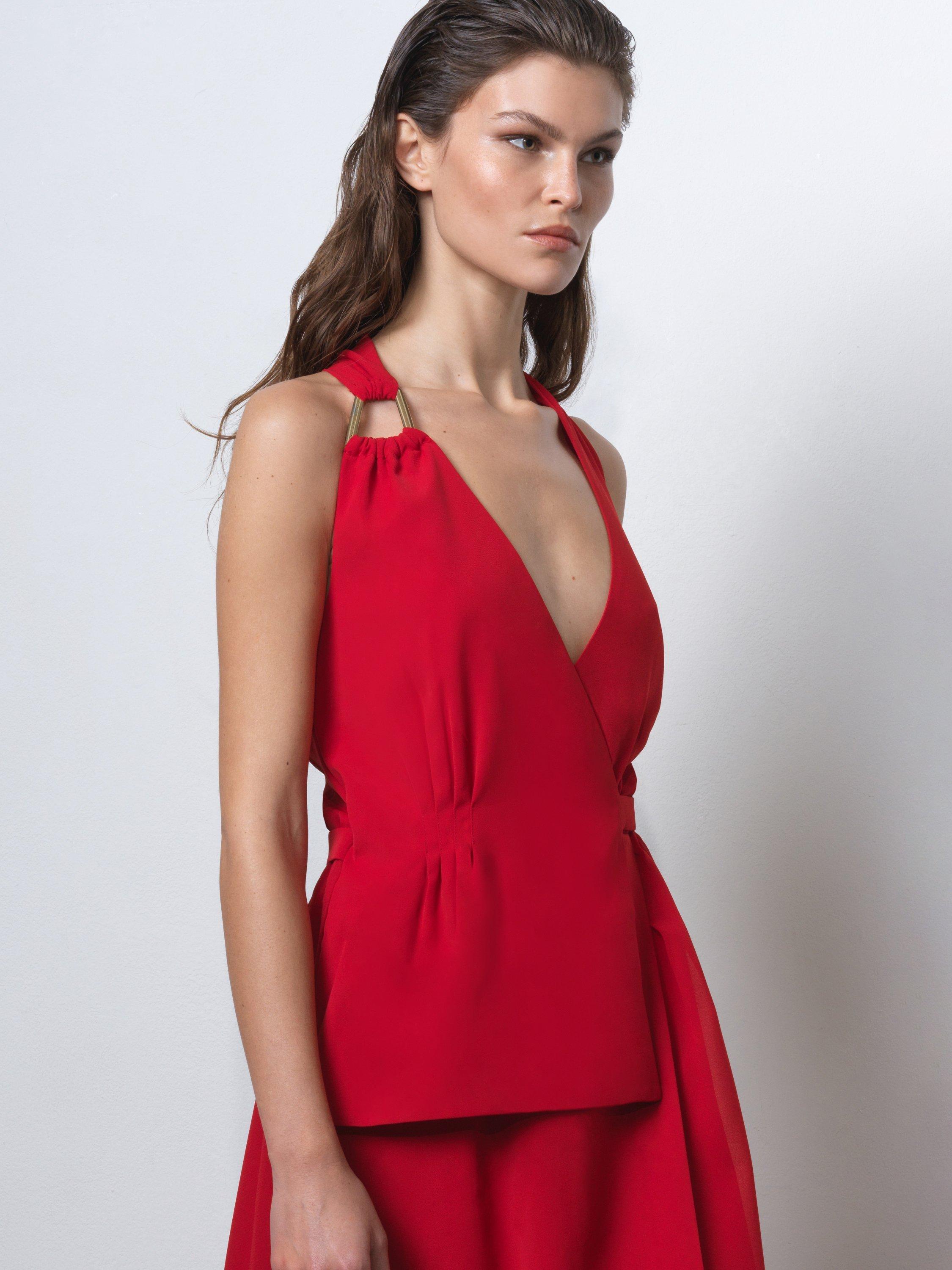 Product image 3 of 6, which shows French Connection Vinnie Eden Tailored Dress, Lipstick Red, 6