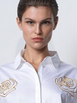 French Connection Alexis Embroidered Floral Shirt, White/Gold - view 2, White/Gold