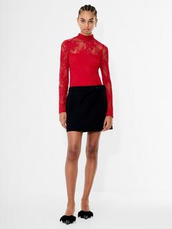 French Connection Bridget Lace Top, Lipstick Red - view 2, Lipstick Red