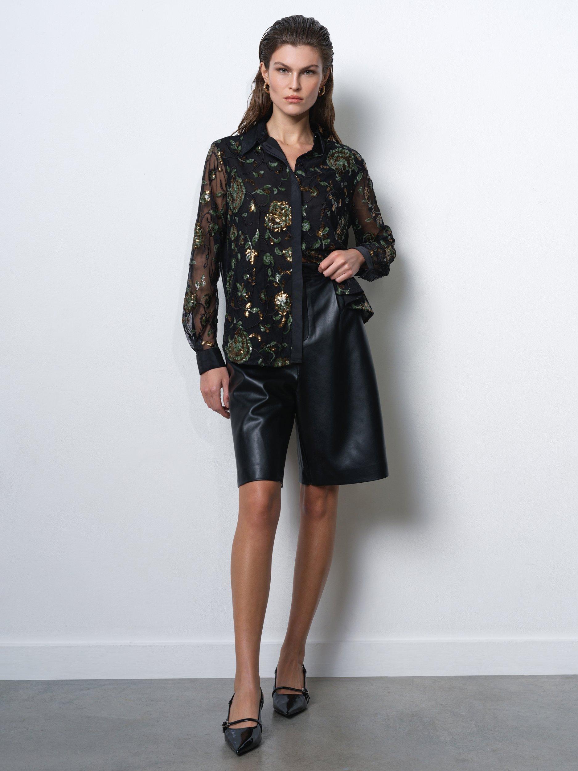 Product image 3 of 5, which shows French Connection Roshene Metallic Floral Blouse , Black/Multi, 6