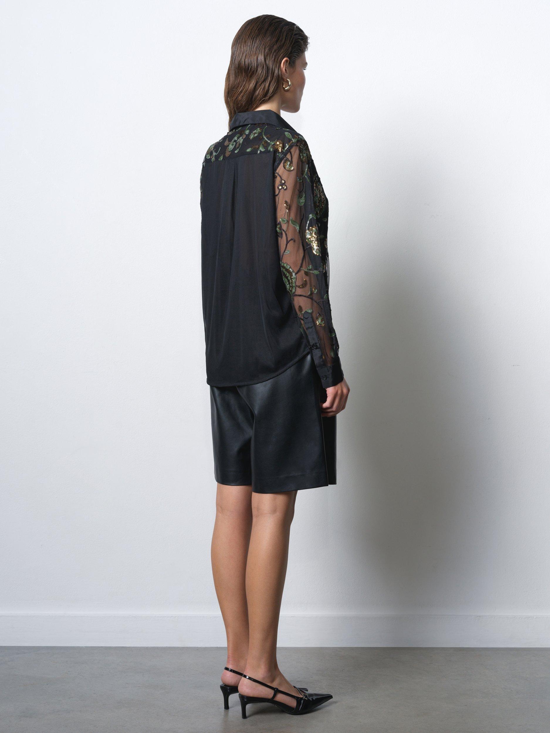 Product image 4 of 5, which shows French Connection Roshene Metallic Floral Blouse , Black/Multi, 6