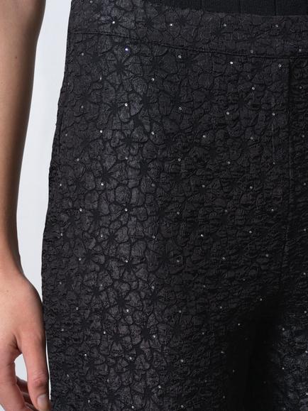 French Connection Yelena Jacquard Diamante Flared Trousers, Black - view 2, Black