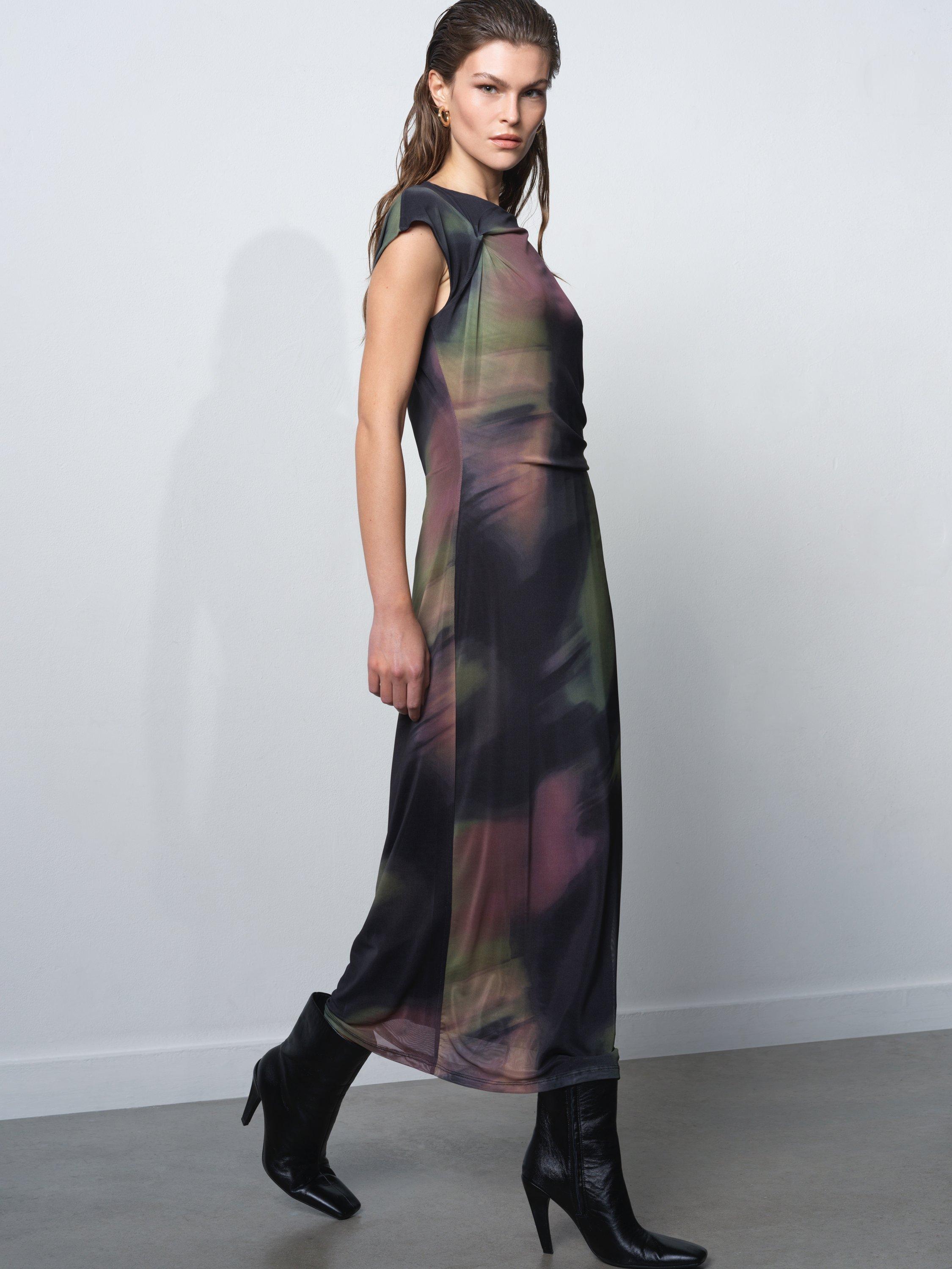Product image 4 of 7, which shows French Connection Lara Terissa Mesh Bodycon Maxi Dress, Multi, XS