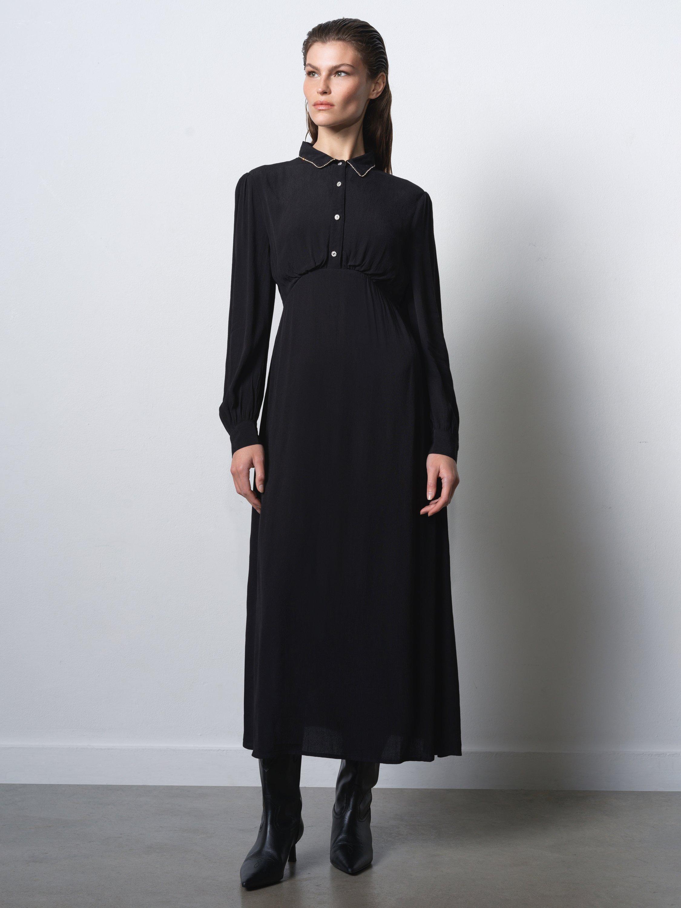 Product image 1 of 1, which shows French Connection Lizzy Embellished Midi Dress , Black, 8