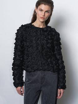 French Connection Verity 3D Floral Jacket, Black, Black