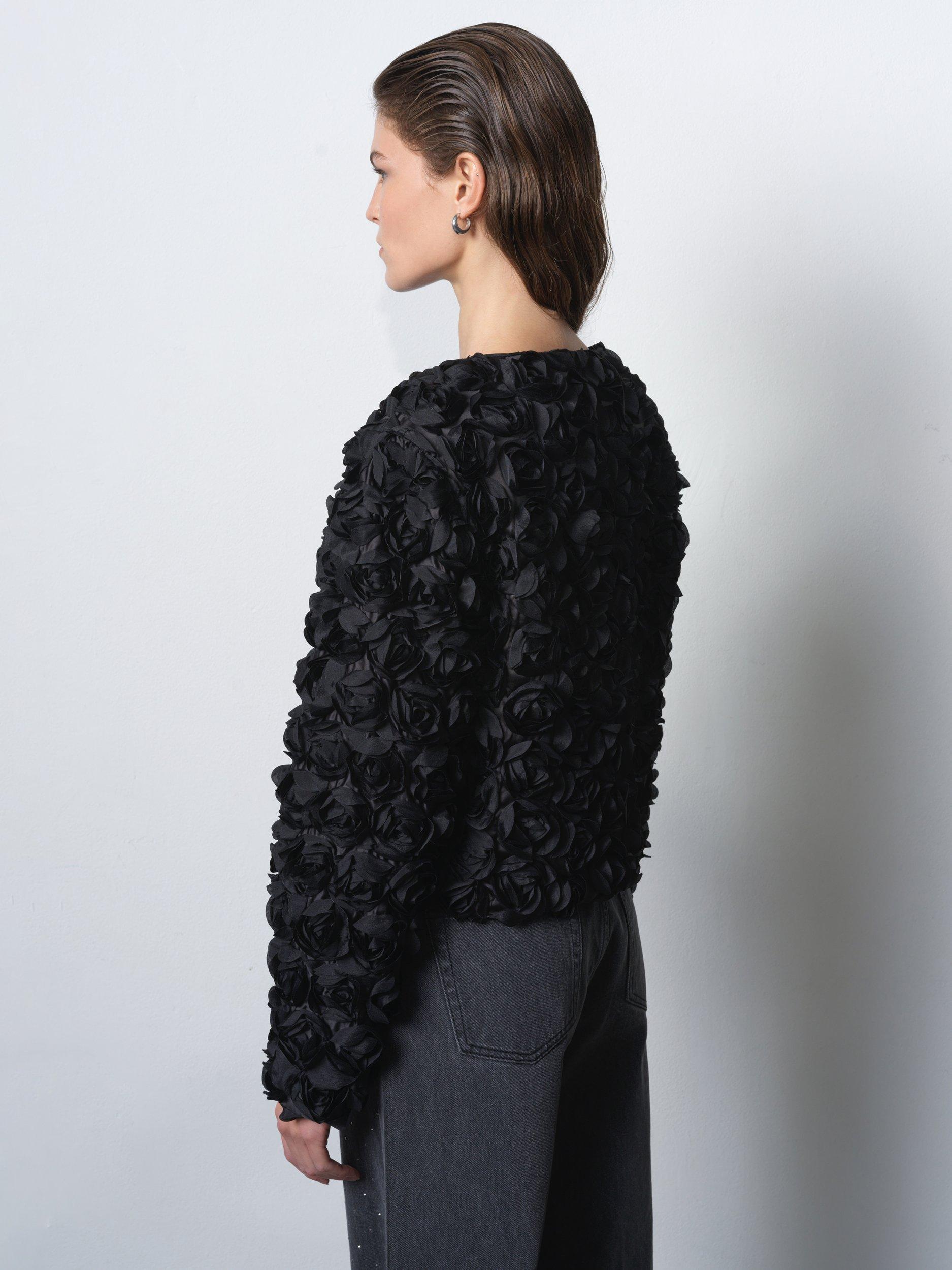 Product image 4 of 6, which shows French Connection Verity 3D Floral Jacket, Black, XS