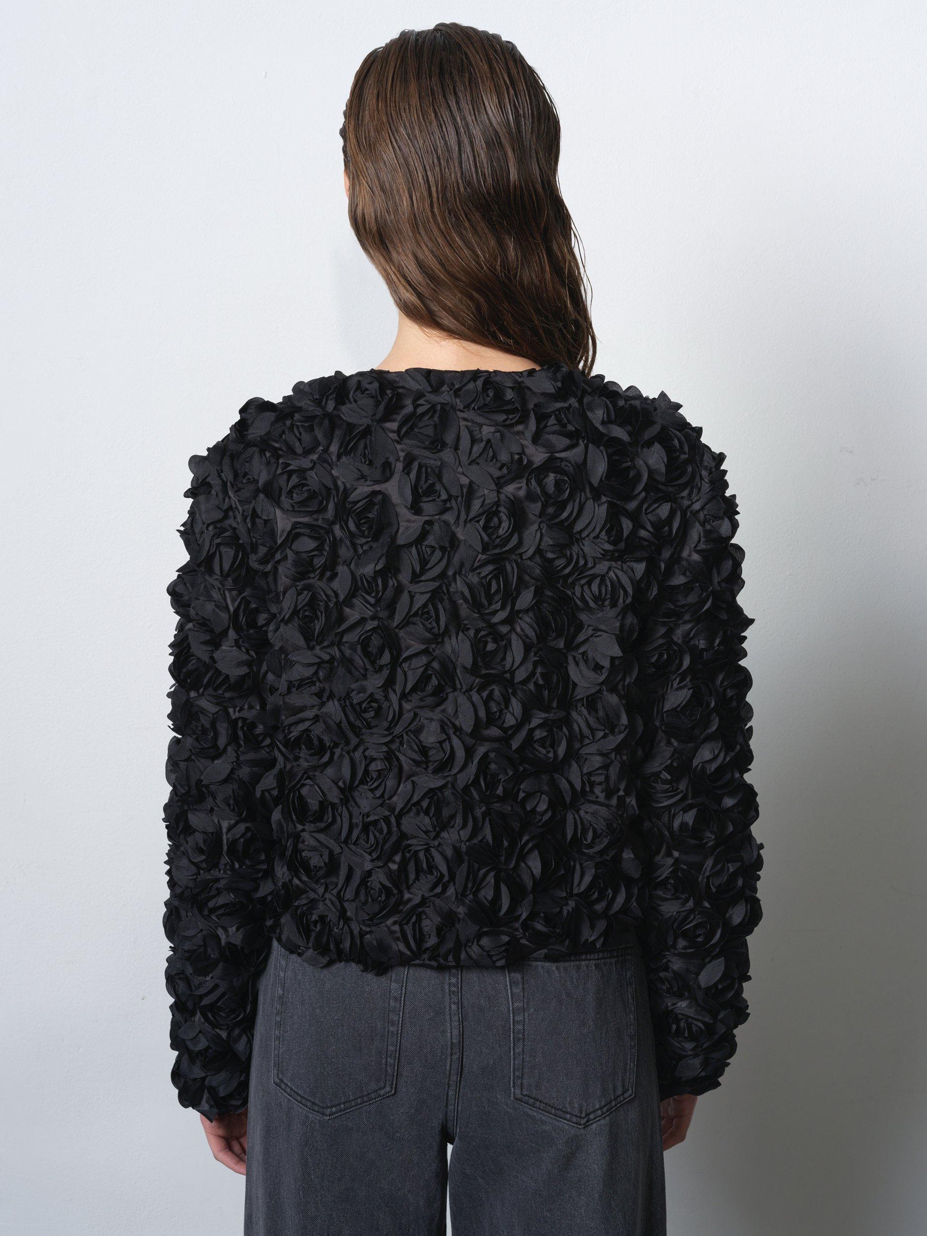 Product image 5 of 6, which shows French Connection Verity 3D Floral Jacket, Black, XS