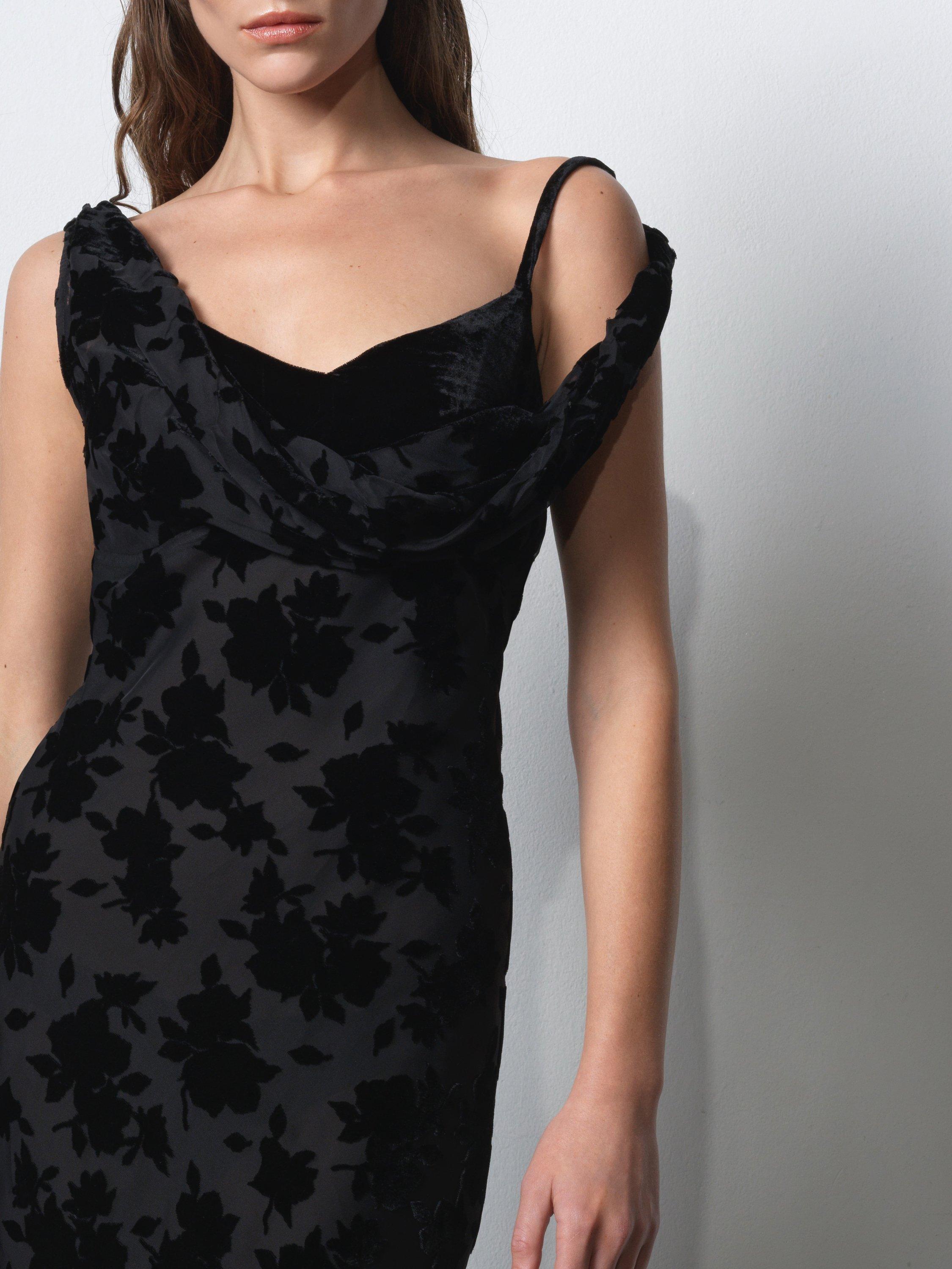 Product image 2 of 6, which shows French Connection Kara Devore Twisted Floral Midi Dress, Blackout, 8