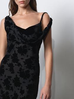 French Connection Kara Devore Twisted Floral Midi Dress, Blackout - view 2, Blackout