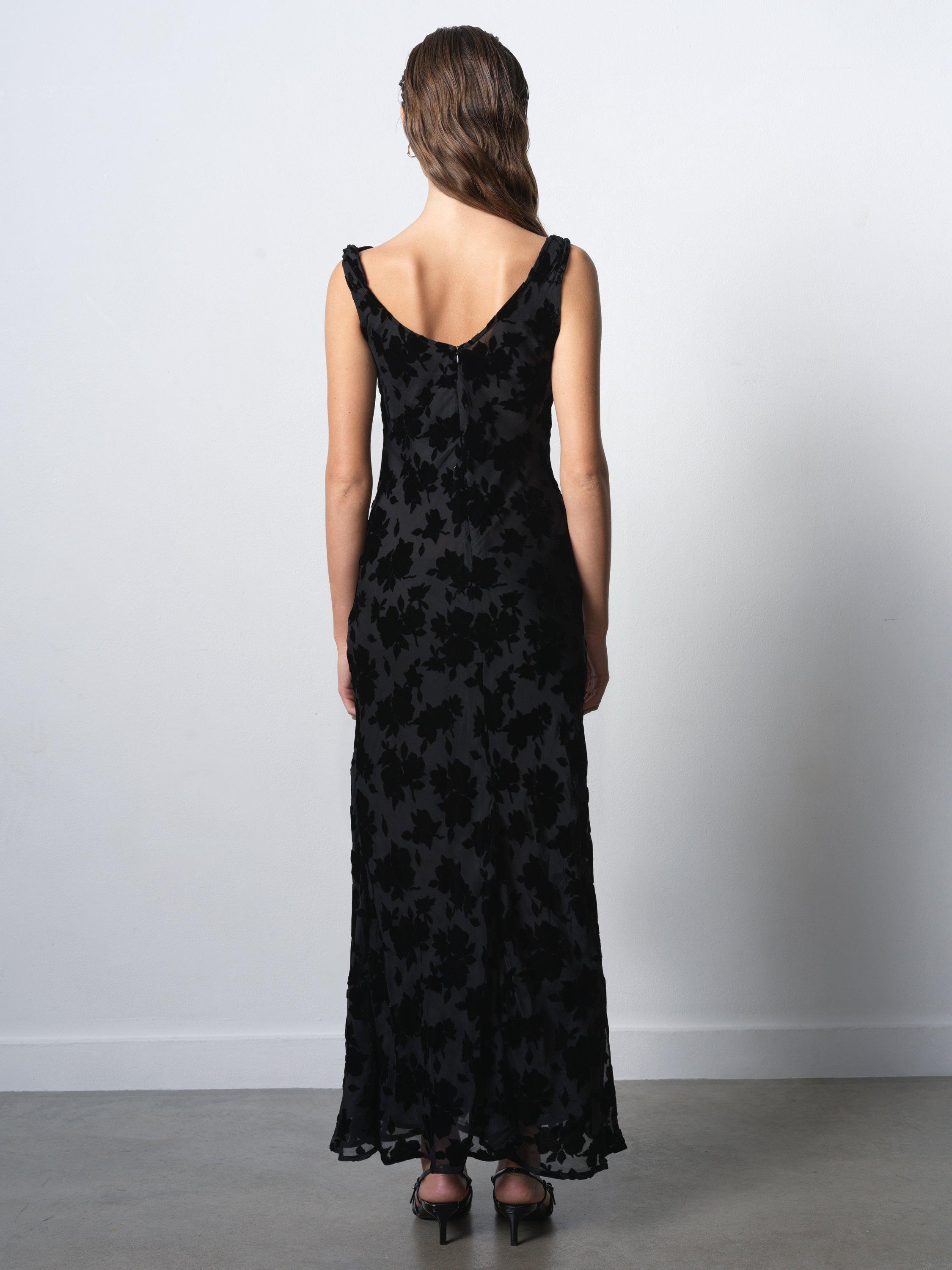 Product image 5 of 6, which shows French Connection Kara Devore Twisted Floral Midi Dress, Blackout, 8