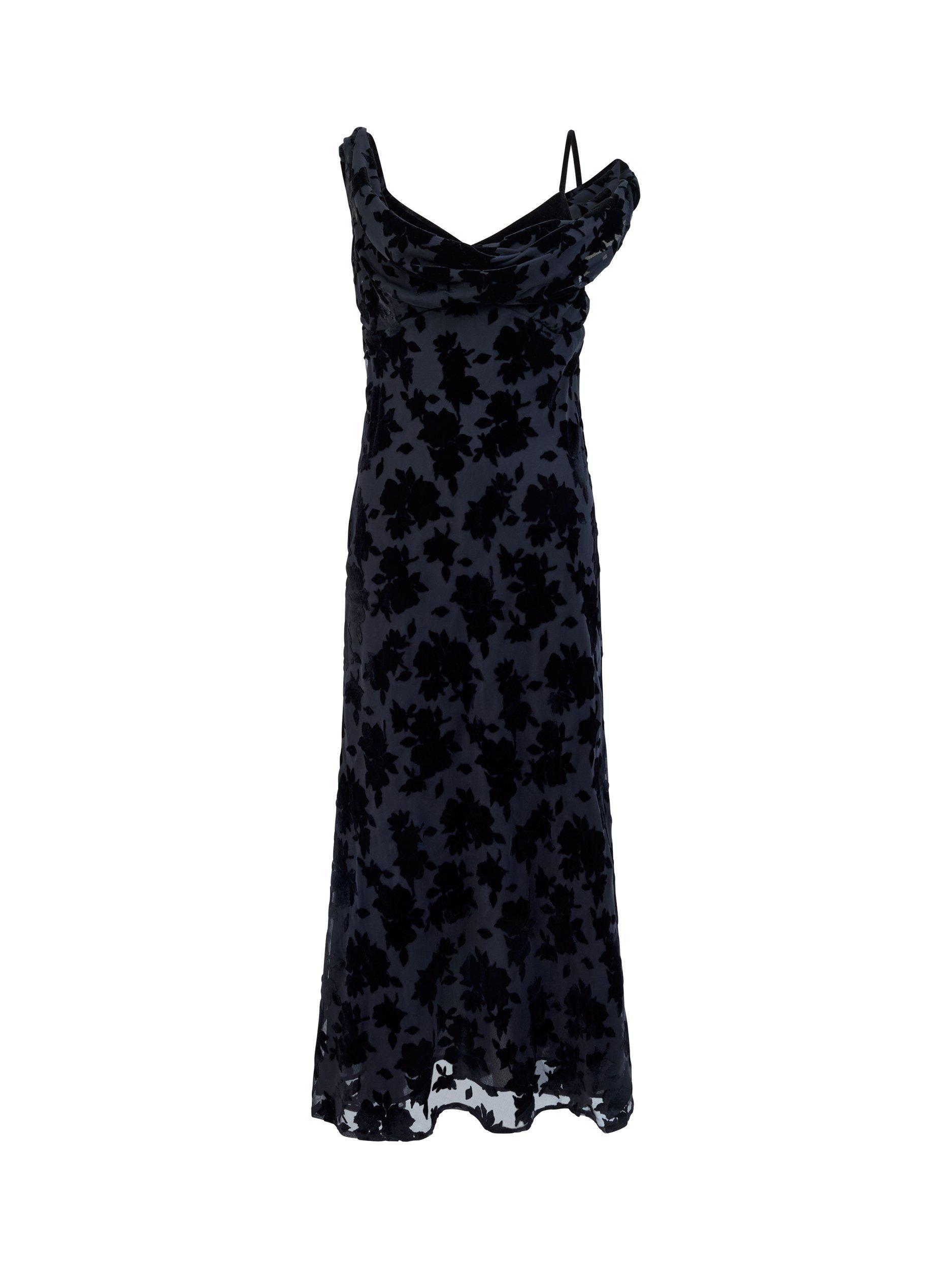 Product image 6 of 6, which shows French Connection Kara Devore Twisted Floral Midi Dress, Blackout, 8