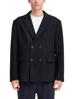 Casual Friday Alby Double-Breasted Pinstripe Blazer, Dark Navy, Dark Navy