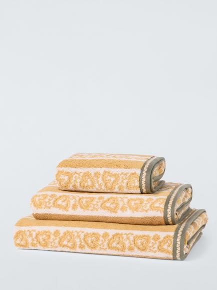 John Lewis x Sanderson Frisk Stripe Cotton Towels, Honeycomb