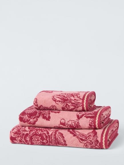John Lewis x Sanderson Boxwood Cotton Towels, Avocado Pink