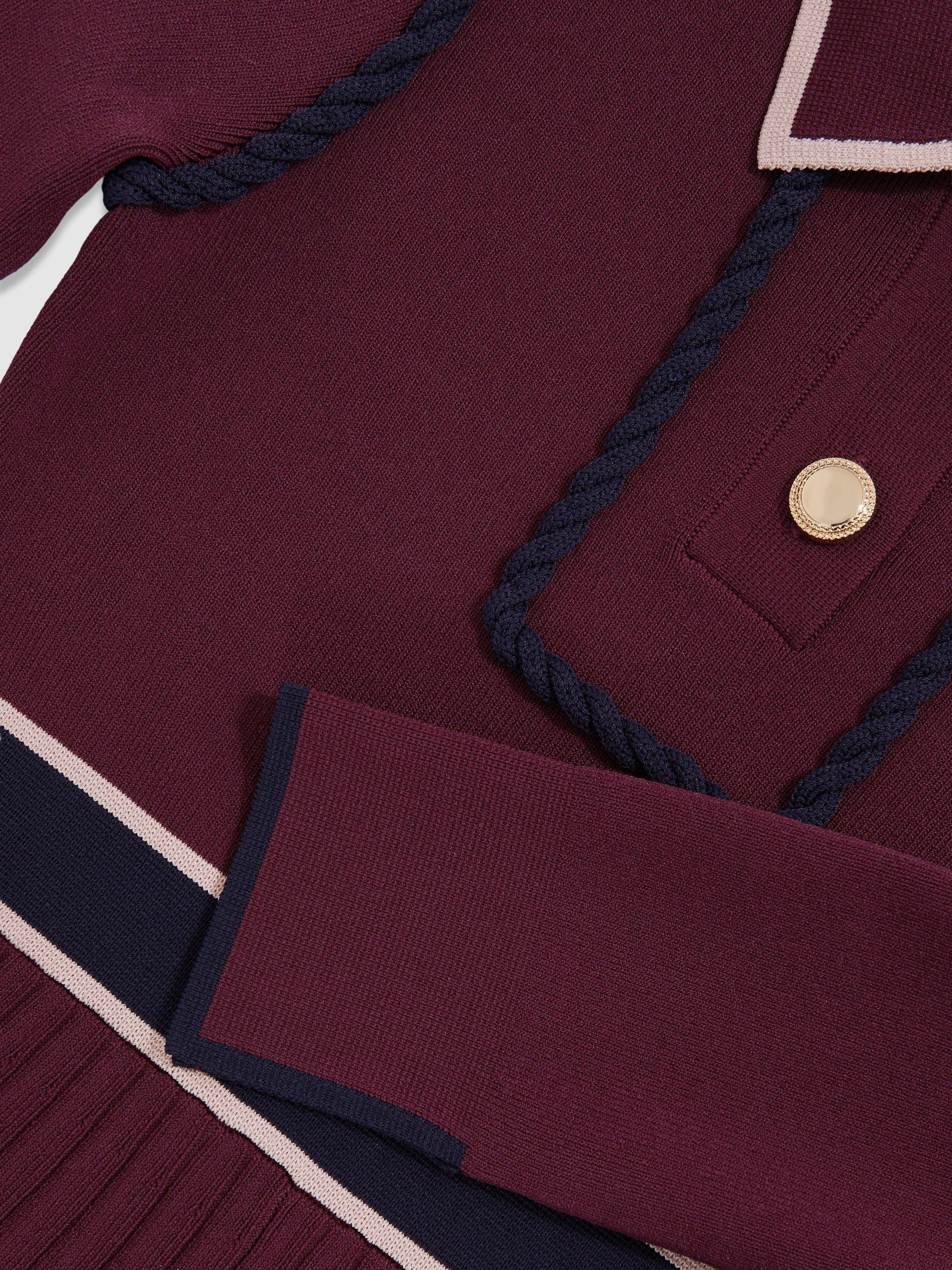 Product image 5 of 5, which shows Reiss Kids' Freya Knitted Dress, Berry, 3-4 years