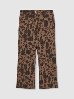 Reiss Kids' Wilma Leopard Print Jeans, Brown, Brown