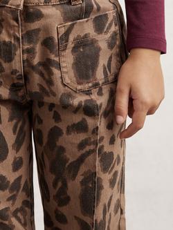 Reiss Kids' Wilma Leopard Print Jeans, Brown - view 2, Brown