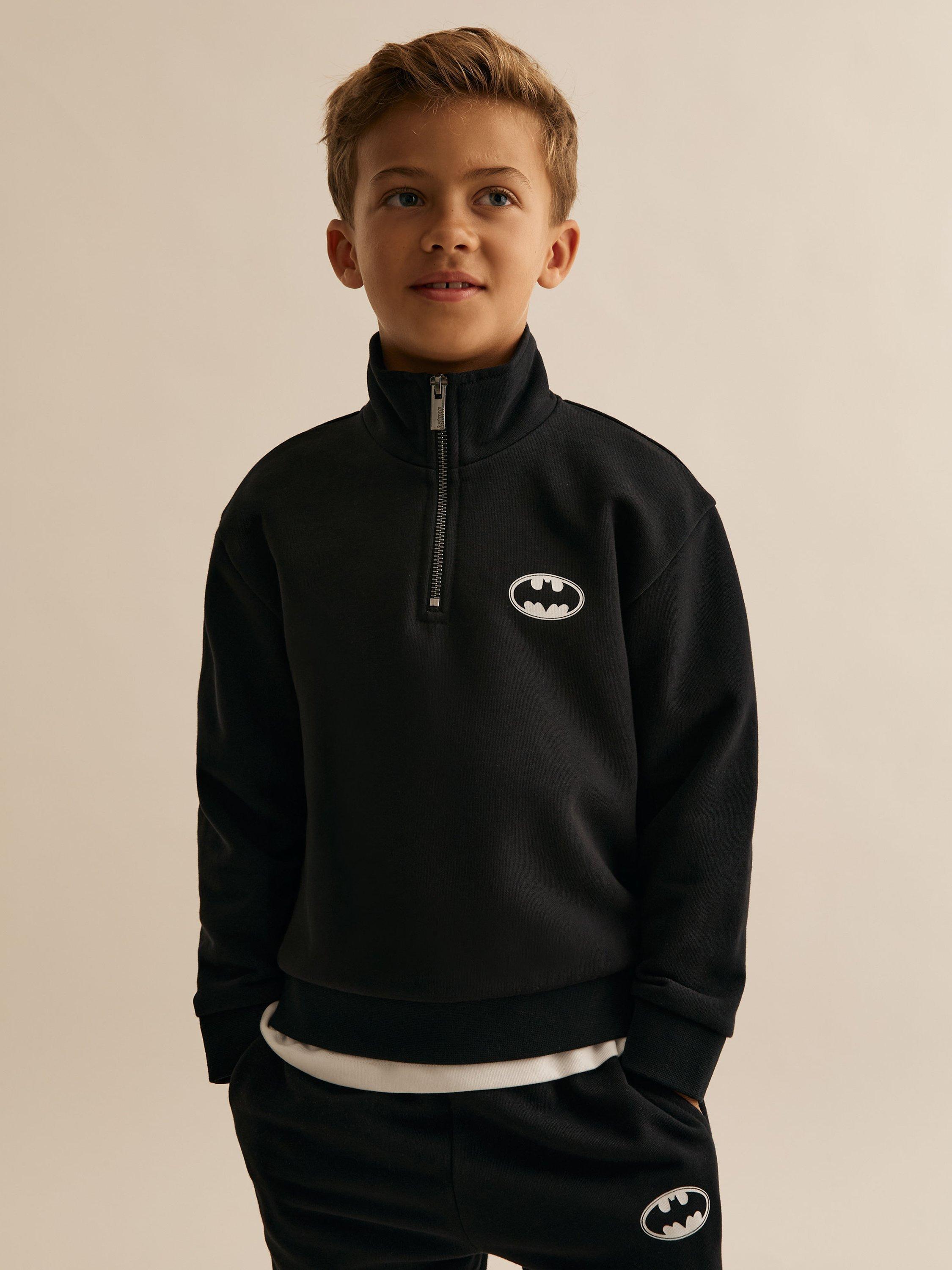 Reiss Kids' Stevensbur Zip Neck Jumper, Black