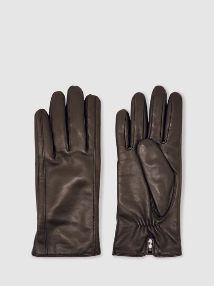 Reiss Giselle Pure Leather Gloves, Chocolate, Chocolate