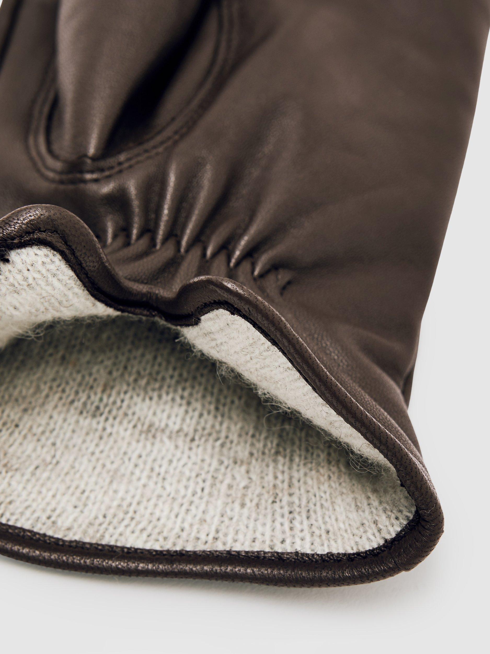 Product image 3 of 4, which shows Reiss Giselle Pure Leather Gloves, Chocolate, S-M