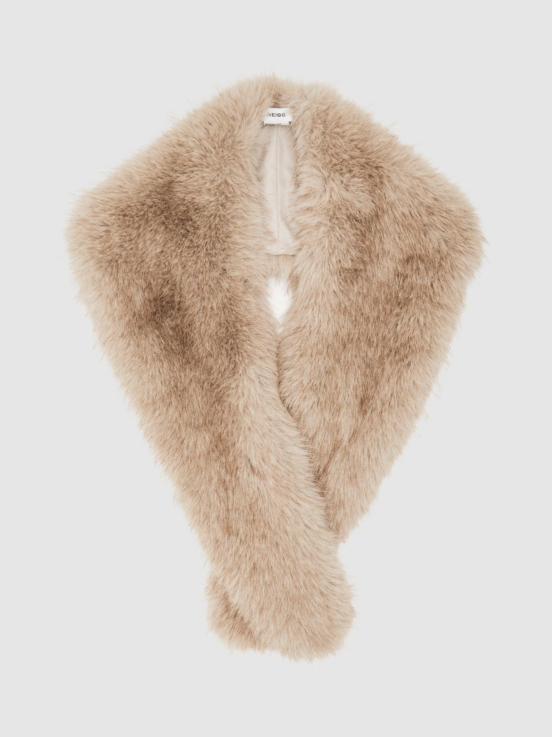 Product image 2 of 4, which shows Reiss Flora Faux Fur Collar, Neutral, One Size
