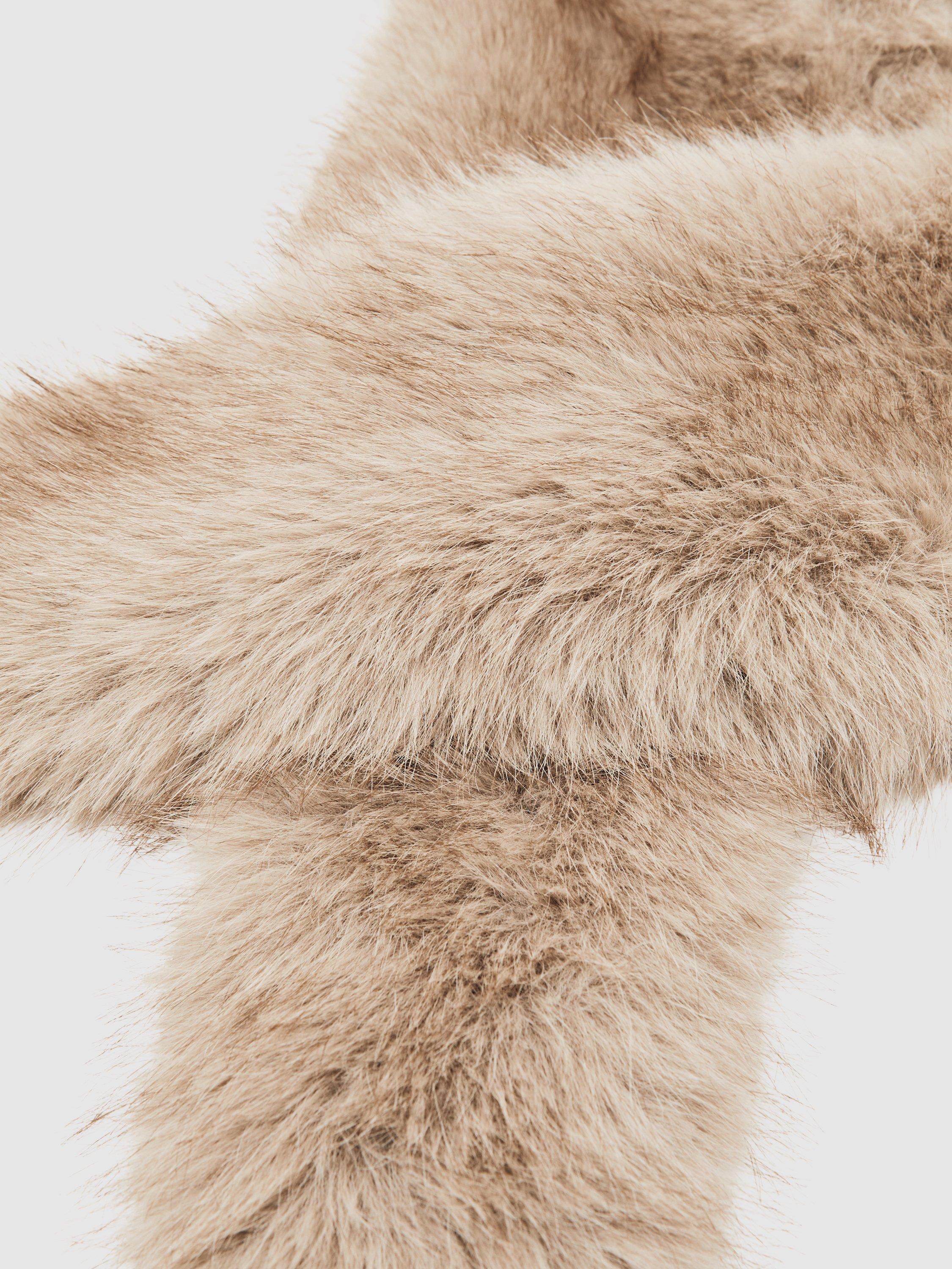 Product image 4 of 4, which shows Reiss Flora Faux Fur Collar, Neutral, One Size