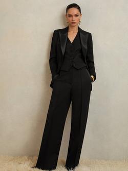 Reiss Della Atelier Single-Breasted Tuxedo Blazer, Black, Black