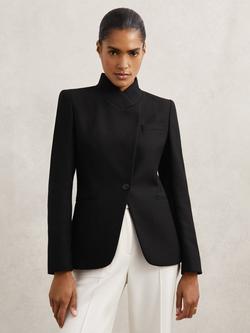 Reiss Manon Wrap Wool Blend Blazer, Black, Black